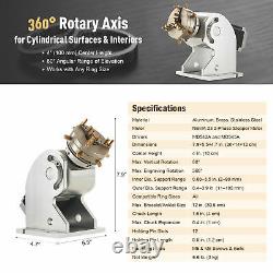 OMTech 50W 12 x12 in. Fiber Laser Marking Machine for Metal with Roraty Axis B