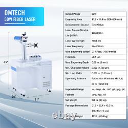 OMTech 50W 12x12 Fiber Laser Engraver Marker Marking Machine with Rotary Axis