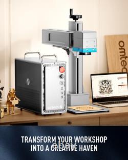 OMTech 50W JPT Autofocus Fiber Laser Marking Machine with Camera&Rotary Axis -Used