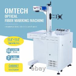 OMTech 50W Metal Marking Machine Workstation Mobile 12x12 Fiber Laser Engraver