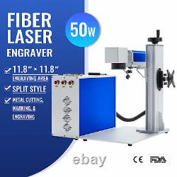 OMTech 50W Split Fiber Laser Marking Machine 12x12 Inch Bed Metal Engraver