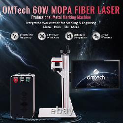 OMTech 60W Fiber Laser Color Marking Machine 7x7 Bed JPT M7 with Rotary Axis
