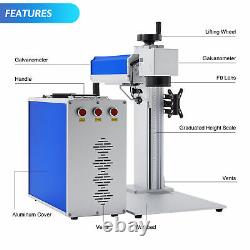 OMTech 7.9 × 7.9 30W Fiber Laser Marking Machine for Metal with Rotary Axis A