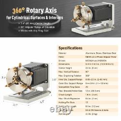 OMTech 80mm Jewelry Marking Tool 360 Rotary Axis for Fiber Laser Marker Used