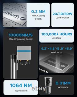 OMTech Fiber Laser Engraver 20W Laser Marking Machine for 4.3x4.3 Inch Metal