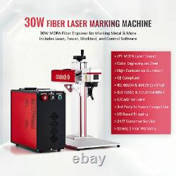 OMTech Fiber Laser Marking Machine 30W MOPA Laser 6.9x6.9 w. Fiber Rotary Axis