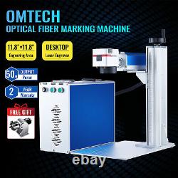OMTech Split Fiber Laser Marking Metal Engraver 11.8x11.8 50W with Rotary Axis