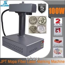Portable 100W JPT Auto Focus Fiber Laser Marking Machine Color Marker Engraver