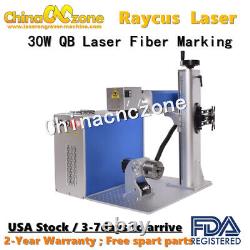 Portable 30W Fiber Laser Marking Machine For Metal Steel Split &Rotary Axis US