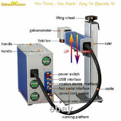 Portable 30W Fiber Laser Marking Machine For Metal Steel Split &Rotary Axis US