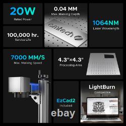 Preenex 20W Fiber Laser Marking Machine for Metal Steel 4.3x4.3 with Rotary Axis