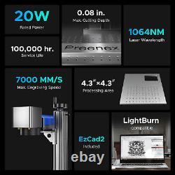 Preenex Desktop 20W Fiber Laser Engraver for Etching Marking Steel Gold & More
