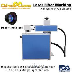 Raycus 30W 300300mm Laser Fiber Marking Machine Dual Field Lens EzCad2 Metal US