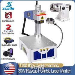 Raycus 30W Portable Fiber Laser Marking Engraving Machine Metal Desktop Marker