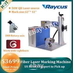 Raycus 50W Fiber Laser Marking 12X12 D80Rotary EZCAD LightBurn Compatible Laser