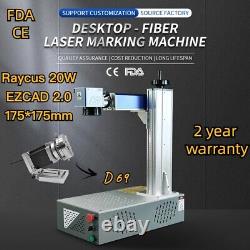 Raycus Metal Cut Engraver 20W Fiber Laser Marking Machine with D69 Rotary BJJCZ