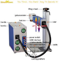 Raycus QB30W Laser Fiber Marking & Rotary Dual Field Lens EzCad2 Metal 300300mm