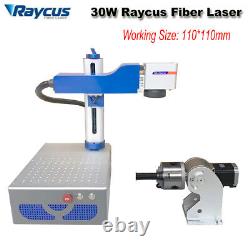 Raycus QS 30W Fiber Laser Marking Machine Ezcad 2 BJJCZ Board & Rotary Foldable