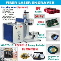 SFX 50W JPT Fiber Laser Marking Engraving Machine Lens 175mm & Rotary 125mm 110V