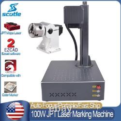 Scotle 100W JPT Mopa Portable Auto Focus Fiber Laser Marking Machine Engraver US