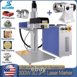 Scotle 300W JPT MOPA 3D Fiber Laser Marking Machine Curved Relief Deep Engraving