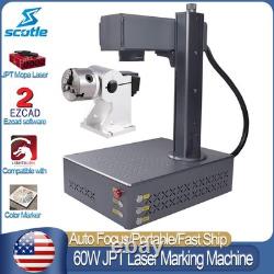 Scotle 60W AutoFocus JPT M7 Portable Fiber Laser Marking Machine Engraver Rotary