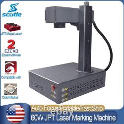 Scotle 60W Auto Focus JPT Mopa Portable Fiber Laser Marking Machine Engraver