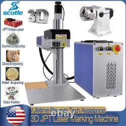 Scotle JPT M7 3D Fiber Laser Marking Machine Curved Relief Deep Engraver Rotary