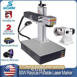 Scotle Raycus 50W Portable Fiber Laser Marking Machine Metal Engraver & Rotary