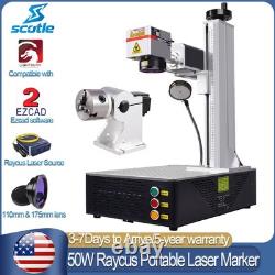 Scotle Raycus 50W Portable Fiber Laser Marking Machine Metal Engraver Rotary US