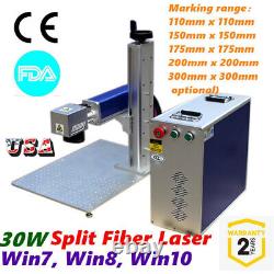 USA 30W Split Fiber Laser Marking Engraving Machine Rotary Axis Include FDA & CE