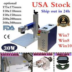 USA 30W Split Fiber Laser Marking Machine with Raycus Laser & Rotation Axis, FDA