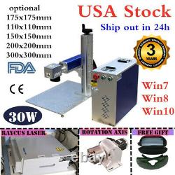 USA 30W Split Fiber Laser Marking Machine with Raycus Laser & Rotation Axis, FDA