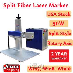 USA CALCA 50W Split Fiber Laser Marking Engraving Machine FDA with Rotary Axis