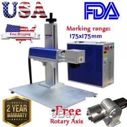 USA FDA 30W Fiber Laser Marking Metal Engraving Engraver FREE Ratory Axis