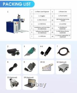 USED 50W Fiber Laser Engraving Machine D80 Rotary 175mm Lens JPT Laser Marker