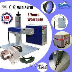 US 20/30/50W Metal&Non-metal Split Fiber Laser Marking Engraver With Rotary Axis