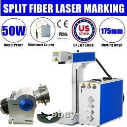 US 50W Split Fiber Laser Marking Machine Raycus Laser Rotation Axis Jewelry Guns