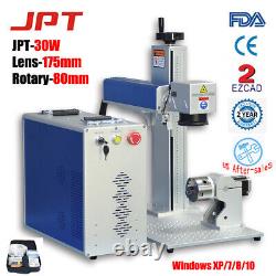 US JPT 30W Fiber Laser Marking Machine 30W Laser EngraverLens 175mm Rotary 80mm