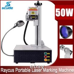 US Raycus 50W Portable Fiber Laser Marking Machine Desktop Metal Engraver Rotary