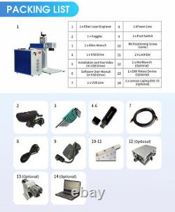 US STOCK JPT 30W Fiber Laser Marking Machine Laser Engraver Lens 175mm Rotary 80