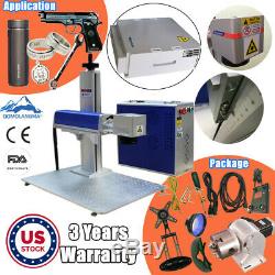 US Stock 20W Split Fiber Laser Marking Machine with Raycus Laser & Rotation Axis