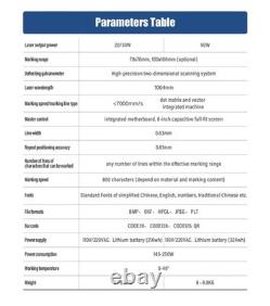 US Stock 30W Fiber Laser Marking Machine with 100mm lens and Battery for Metal