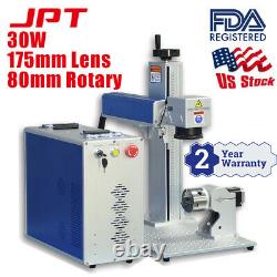 US Stock 30W JPT Fiber Laser Engraver Laser Marking Machine with 80mm Rotary