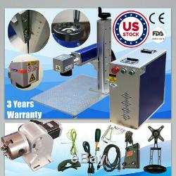 US Stock 30W Split Fiber Laser Marking Machine with Raycus Laser & Rotation Axis