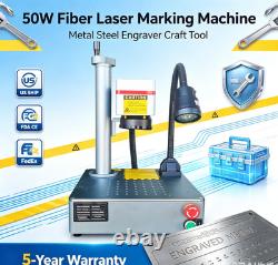 US Stock 50W Desktop Fiber Laser Engraver Kit Metal Photo Jewelry Marking Cutter