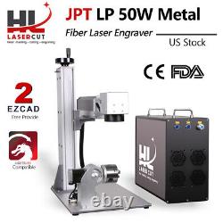 US Stock 50W JPT Fiber Laser Marking Engraver Machine with D80 Rotary 175mm Lens