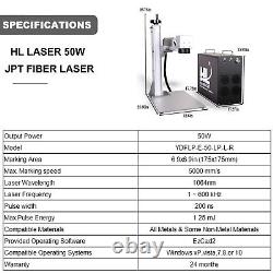 US Stock 50W JPT Fiber Laser Marking Engraver Machine with D80 Rotary 175mm Lens