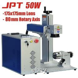 US Stock 50W JPT Fiber Laser Marking Machine 80mm Rotary 175mm Lens FDA Engraver