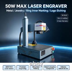 US Stock 50W MAX Desktop Fiber Laser Marking Machine Logo Mark on Jewelry Rings
